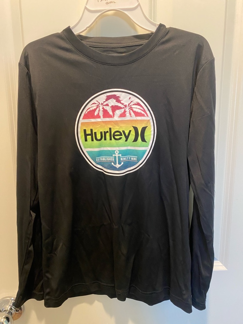 Hurley Black Girls Long Sleeve Rashguard EUC